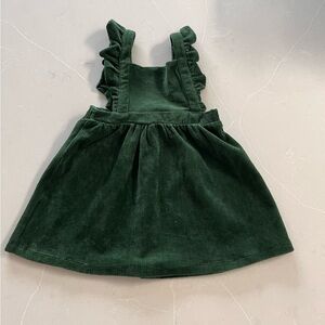Green Corduroy Ruffle Dress